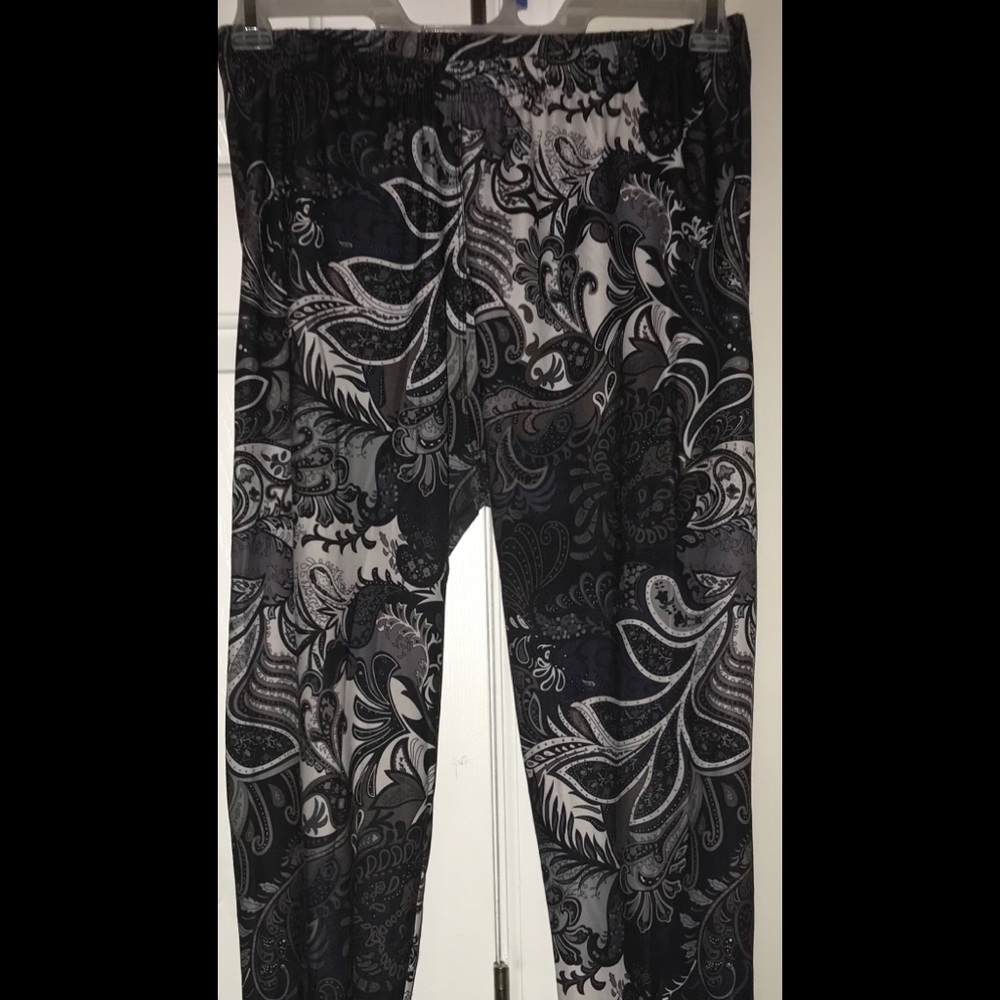 GREY PRINTED WOMENS STRETCH PANTS LEGGINGS